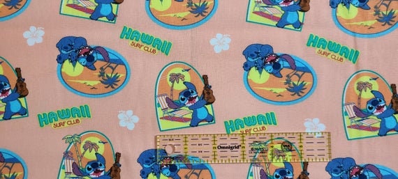Quilting Cotton Disney Lilo & Stitch Hawaii Surf Club