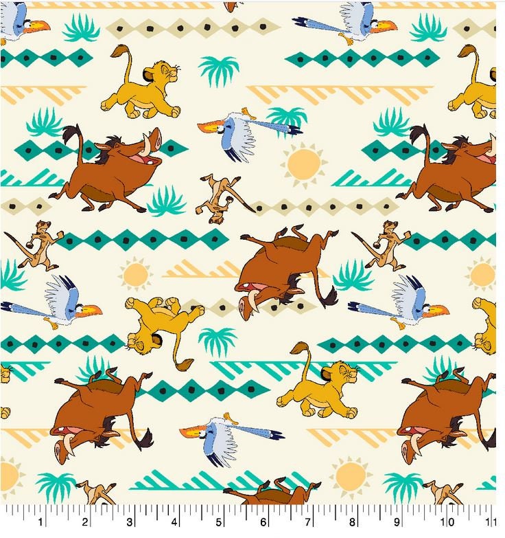 Quilting Cotton Disney Lion King Simba Geo Print