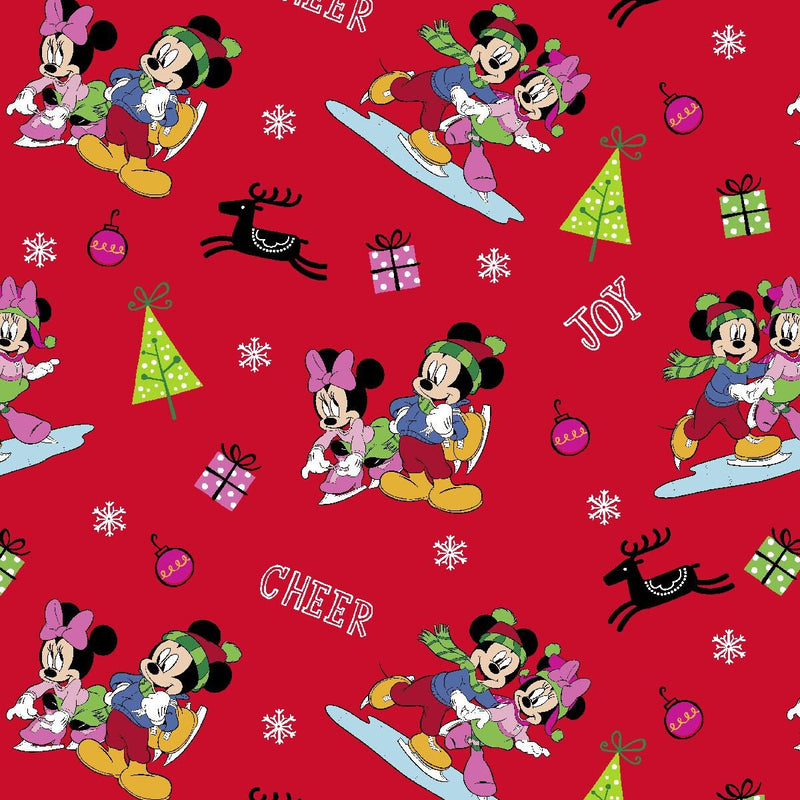 Quilting Cotton Disney Mickey & Friends Christmas Home for the Holidays
