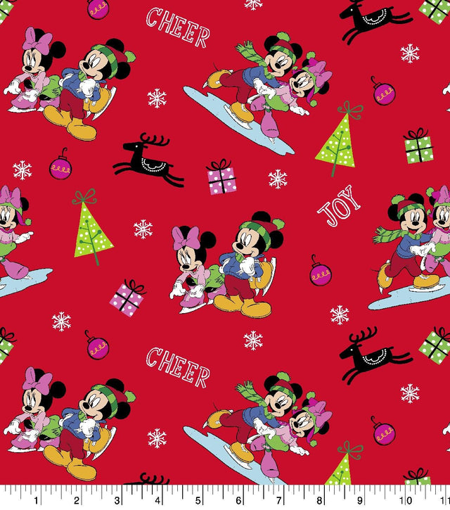 Quilting Cotton Disney Mickey & Friends Christmas Home for the Holidays