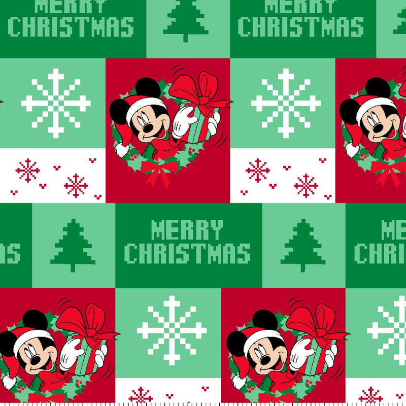 Quilting Cotton Disney Mickey Merry Christmas Present