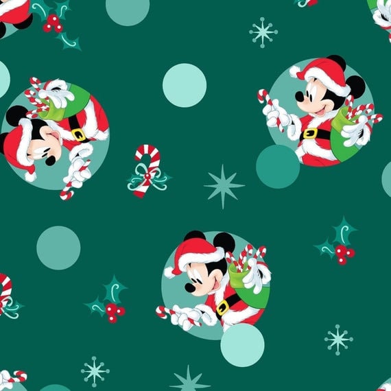 Stretch Knit Disney Mickey Mouse Christmas Fabric