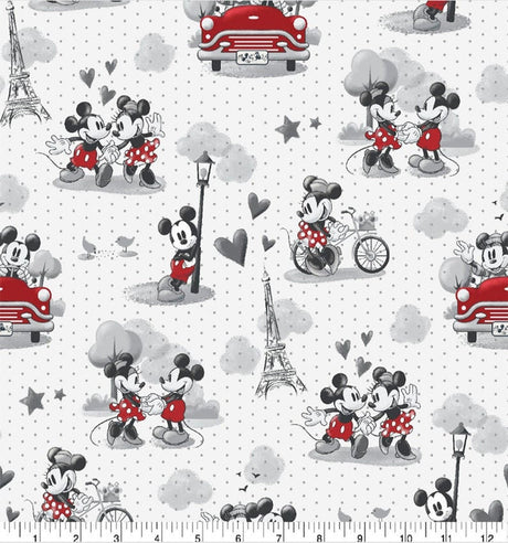 Quilting Cotton Disney Mickey and Minnie Vintage Romance