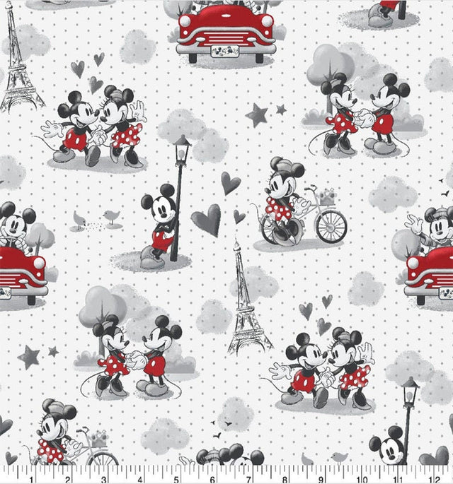 Quilting Cotton Disney Mickey and Minnie Vintage Romance