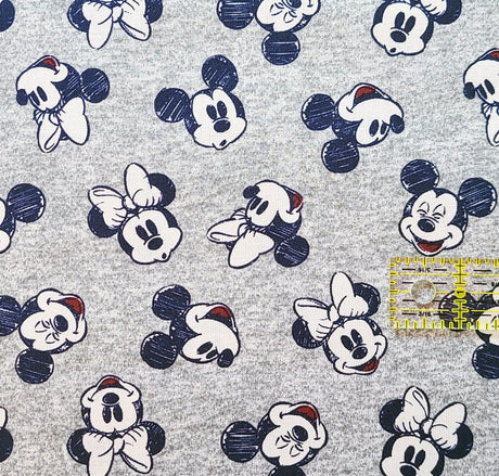 Quilting Cotton Disney Mickey and Minnie Grey Head Toss