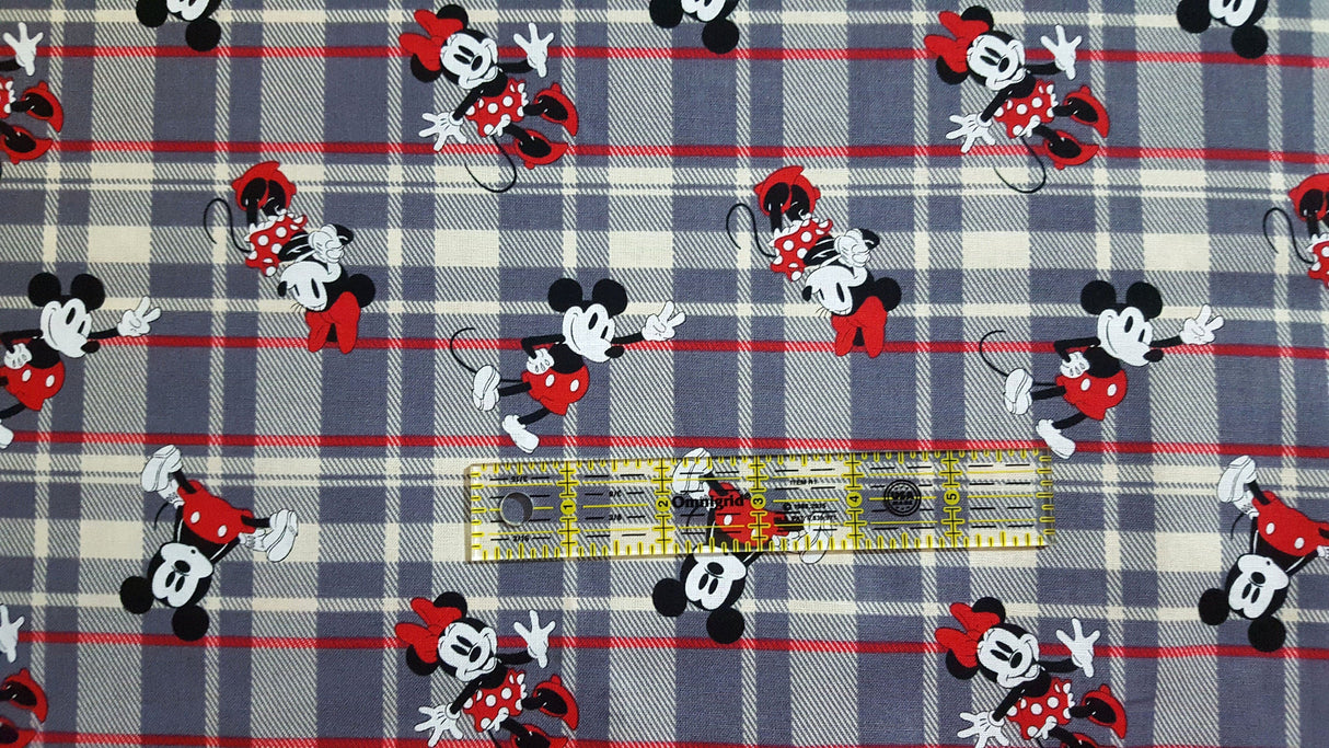 Quilting Cotton Disney Mickey and Minnie Plaid