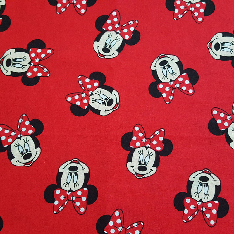 Quilting Cotton Disney Minnie Head Toss Red with Bows