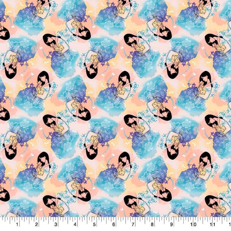 Quilting Cotton Disney Mulan Watercolor 100% Cotton Fabric