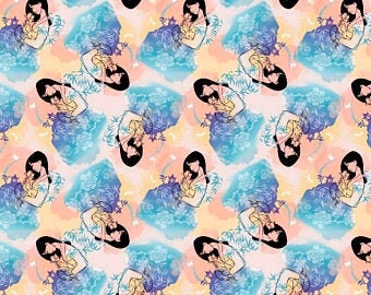 Quilting Cotton Disney Mulan Watercolor 100% Cotton Fabric