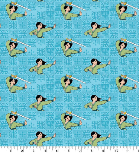 Quilting Cotton Disney Mulan Action Fabric