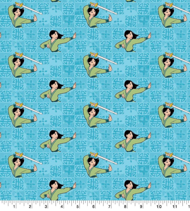 Quilting Cotton Disney Mulan Action Fabric