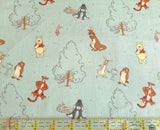 Quilting Cotton Disney Winnie the Pooh Group on Blue