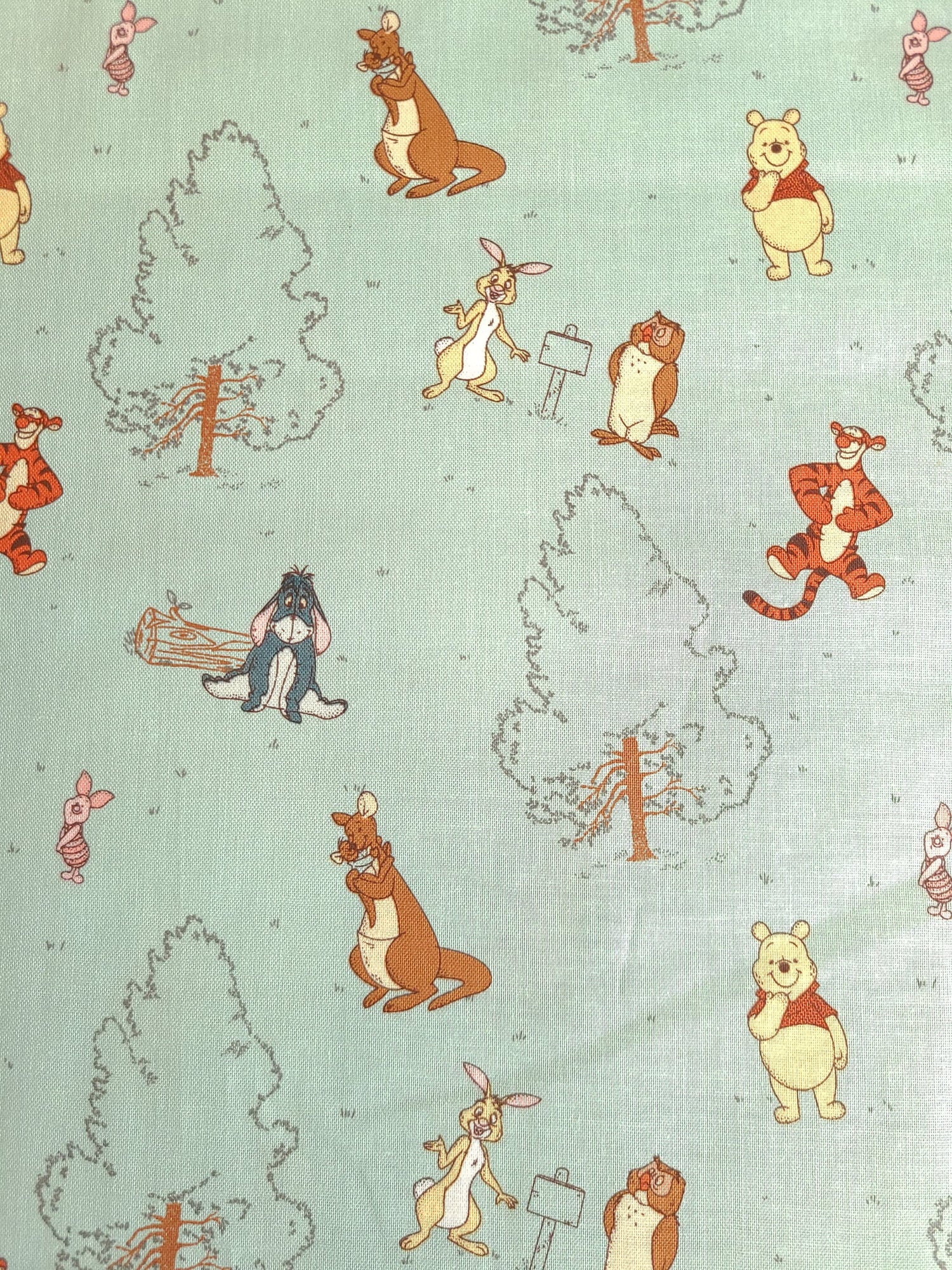 Quilting Cotton Disney Winnie the Pooh Group on Blue