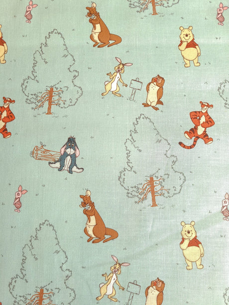 Quilting Cotton Disney Winnie the Pooh Group on Blue