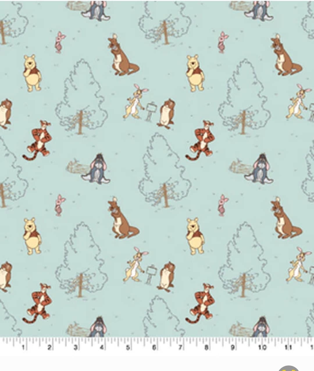 Quilting Cotton Disney Winnie the Pooh Group on Blue