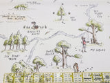 Quilting Cotton Disney Winnie the Pooh Map on White