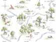 Quilting Cotton Disney Winnie the Pooh Map on White