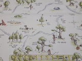 Quilting Cotton Disney Winnie the Pooh Map on White