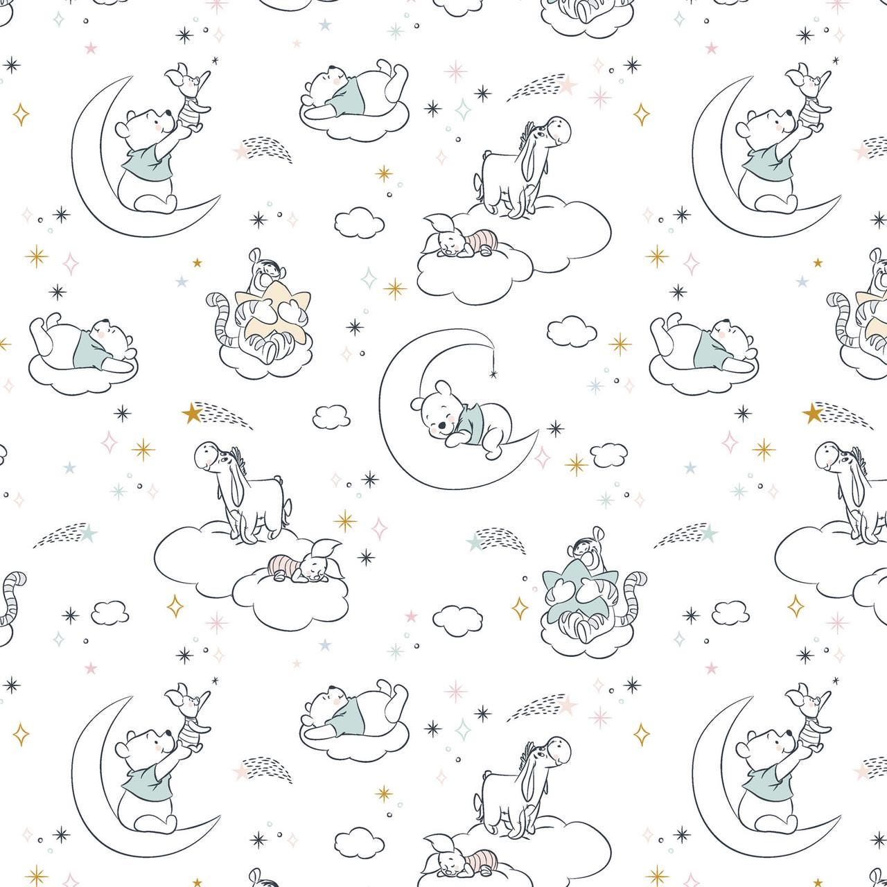 Quilting Cotton Disney Winnie the Pooh Baby and Friends