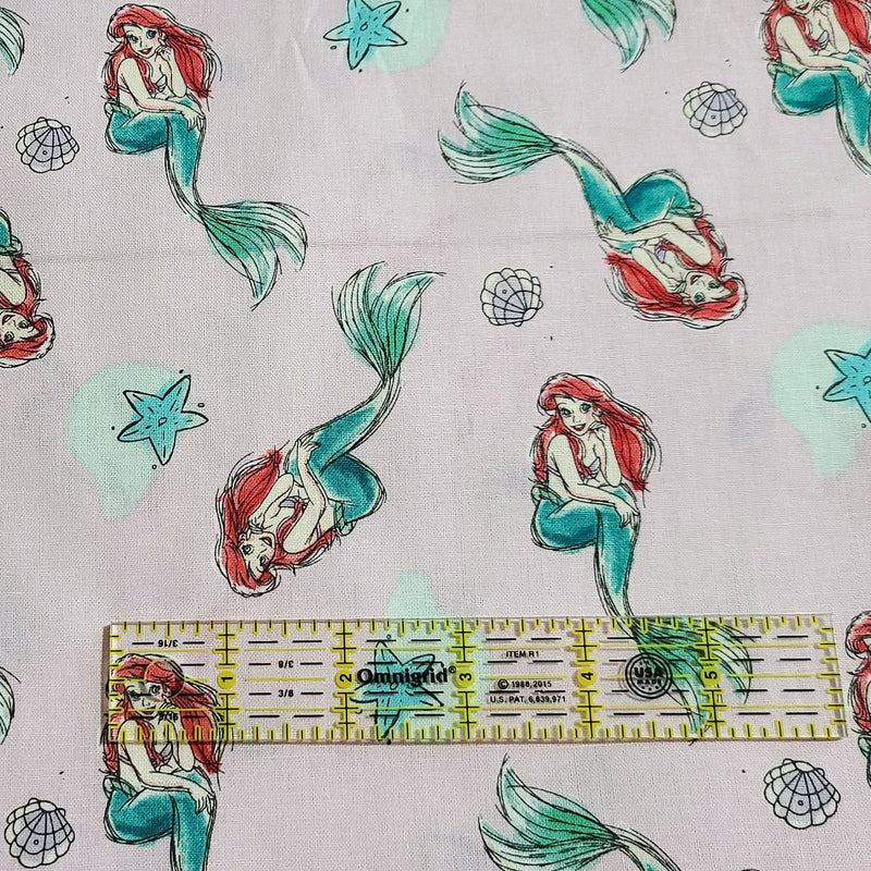 Quilting Cotton Disney Little Mermaid Shell Toss