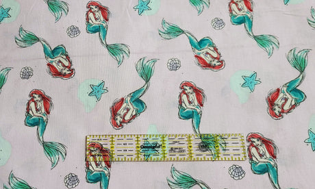 Quilting Cotton Disney Little Mermaid Shell Toss
