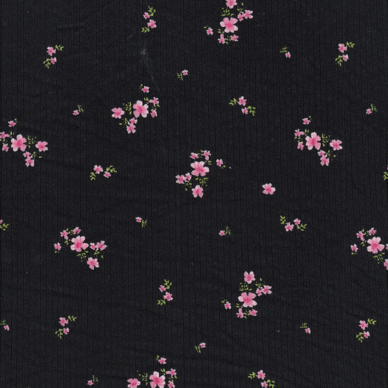 Ditsy Floral 4x2 Yummy Rib Knit Fabric 58/60" Wide
