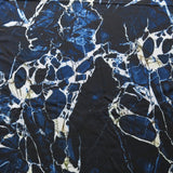 Stretch Woven Dark Navy and Off White Marble Flow Boardshort Fabric