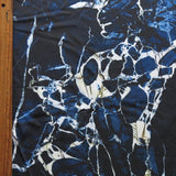 Stretch Woven Dark Navy and Off White Marble Flow Boardshort Fabric