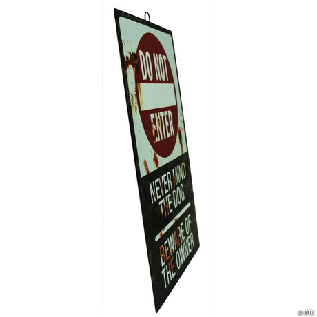 RADYAN Do Not Enter Warning Sign with Blood Stains Halloween Decor for Haunted Displays shown in a clear product image