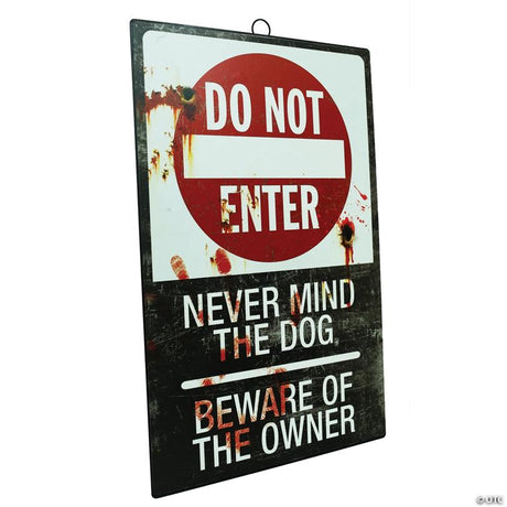 RADYAN Do Not Enter Warning Sign with Blood Stains Halloween Decor for Haunted Displays shown in a clear product image