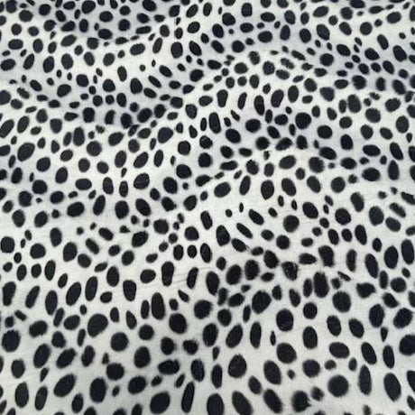 Dalmatian Dog Spotted Velboa Faux Fur Fabric - Black And White Dalmatian Spot Pattern, 58/60" Width (1 Yard)