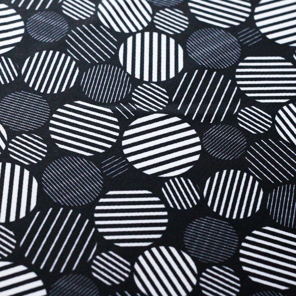 Dots Mix Polyester Spandex Fabric - Black And White Circle Print, 58-60" Width (1 Yard)