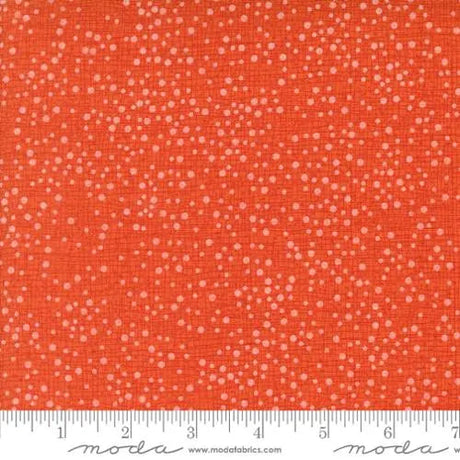 Cotton Print Dotty Thatched Tangerine Fabric 44/45"
