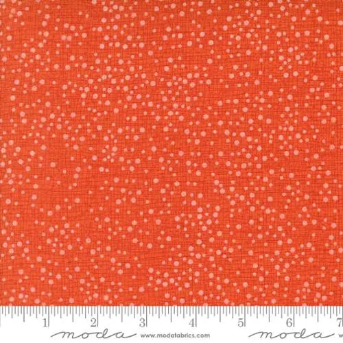 Cotton Print Dotty Thatched Tangerine Fabric 44/45"
