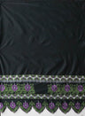 Double Anthurium Embroidered Border Polyester Fabric - Multi Color Floral Border, 56" Width, 36" Yard Cut (1 Yard)