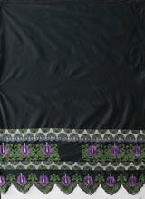 Double Anthurium Embroidered Border Polyester Fabric - Multi Color Flower Embroidery Border, 56" Width (1 Yard)