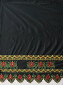 Polyester Embroidered Border Fabric Double Anthurium
