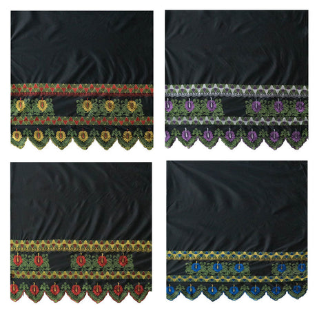 Polyester Embroidered Border Fabric Double Anthurium