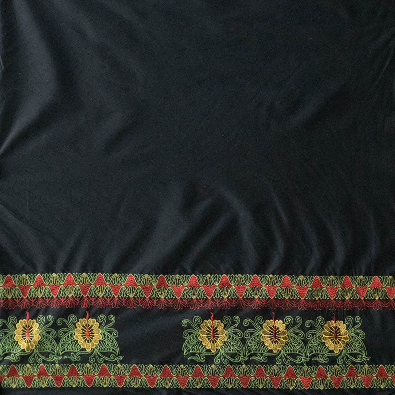 Polyester Embroidered Border Fabric Double Anthurium