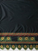 Polyester Embroidered Border Fabric Double Anthurium