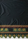 Double Anthurium Embroidered Border Polyester Fabric - Multi Color Flower Embroidery Border, 56" Width (1 Yard)