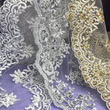 Beaded Lace Trimming Double Sided White