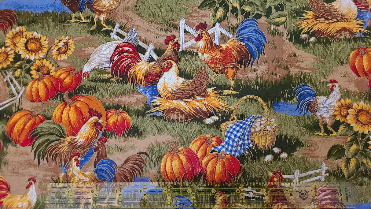 Quilting Cotton Down on the Farm Metallic Farm Print VIP Cranston