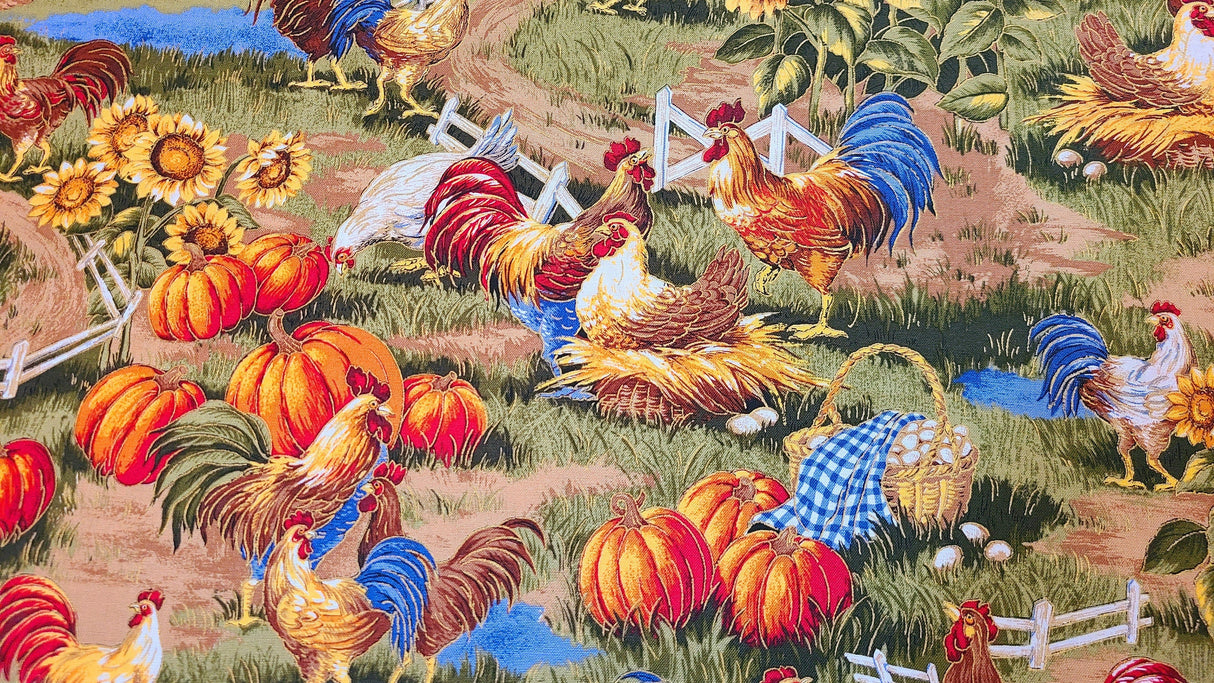 Quilting Cotton Down on the Farm Metallic Farm Print VIP Cranston