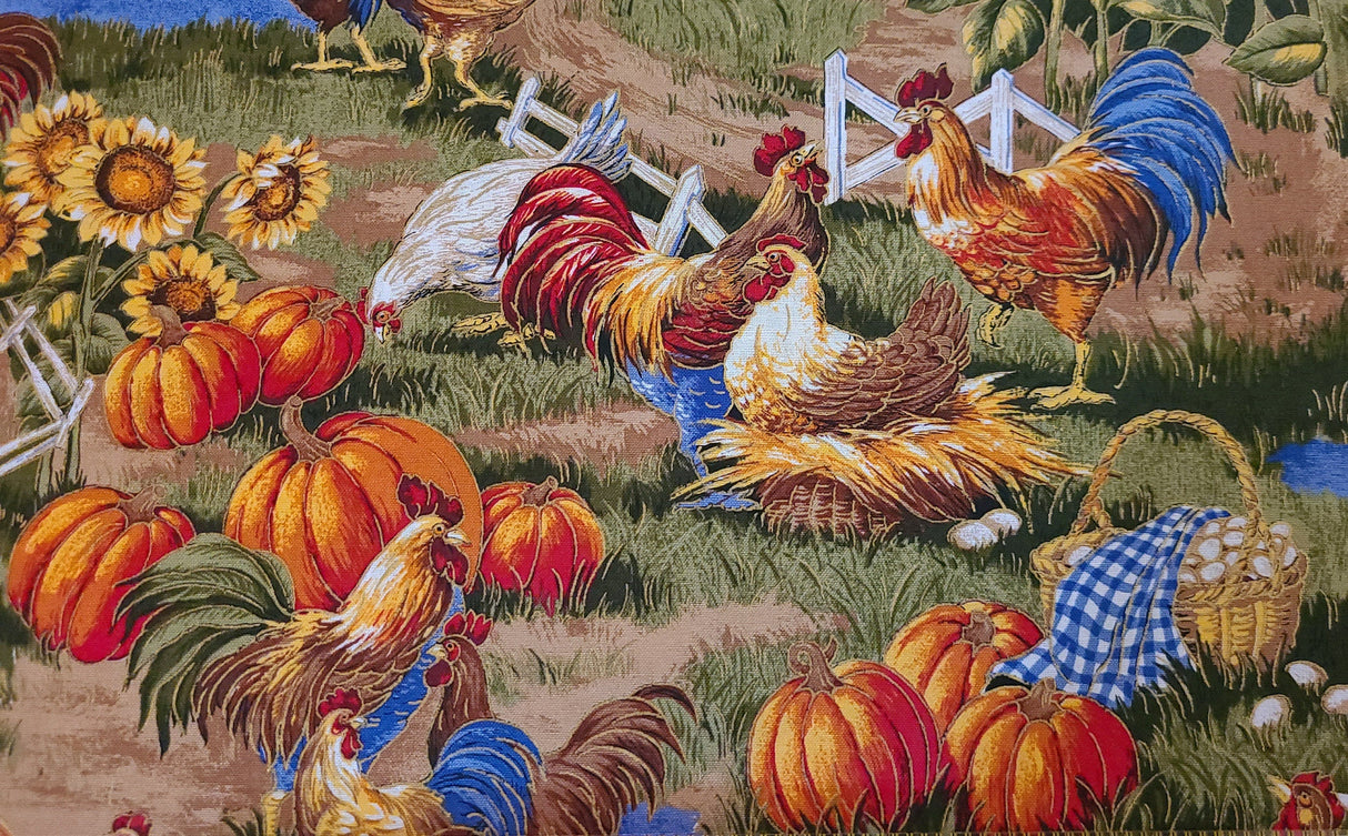 Quilting Cotton Down on the Farm Metallic Farm Print VIP Cranston