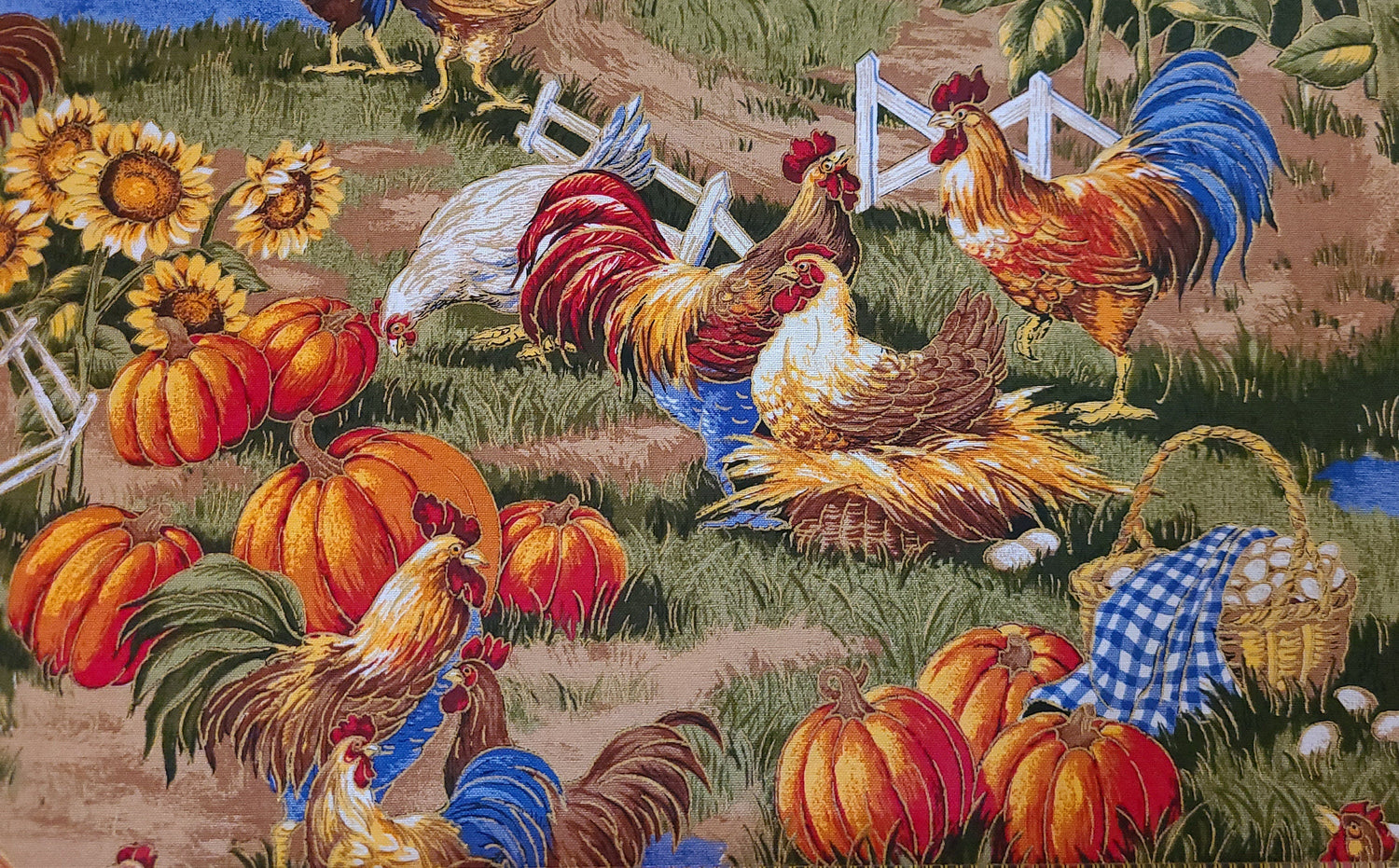 Quilting Cotton Down on the Farm Metallic Farm Print VIP Cranston