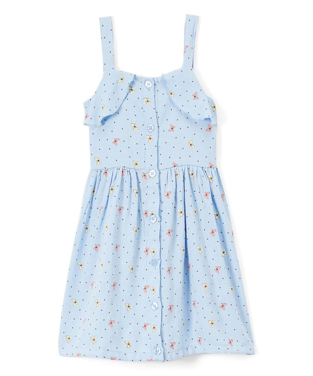 Girl Butterfly Dress Girls Dresses - Blue, Mint, Pink, Buttons Down Front (2-8)