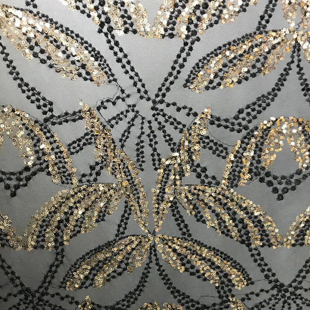 Sequin Mesh Black Gold