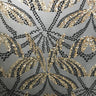 Dragonfly Mesh Sequin Polyester Spandex Fabric - Black/Gold Abstract Wing Pattern, 50" Width (1 Yard)