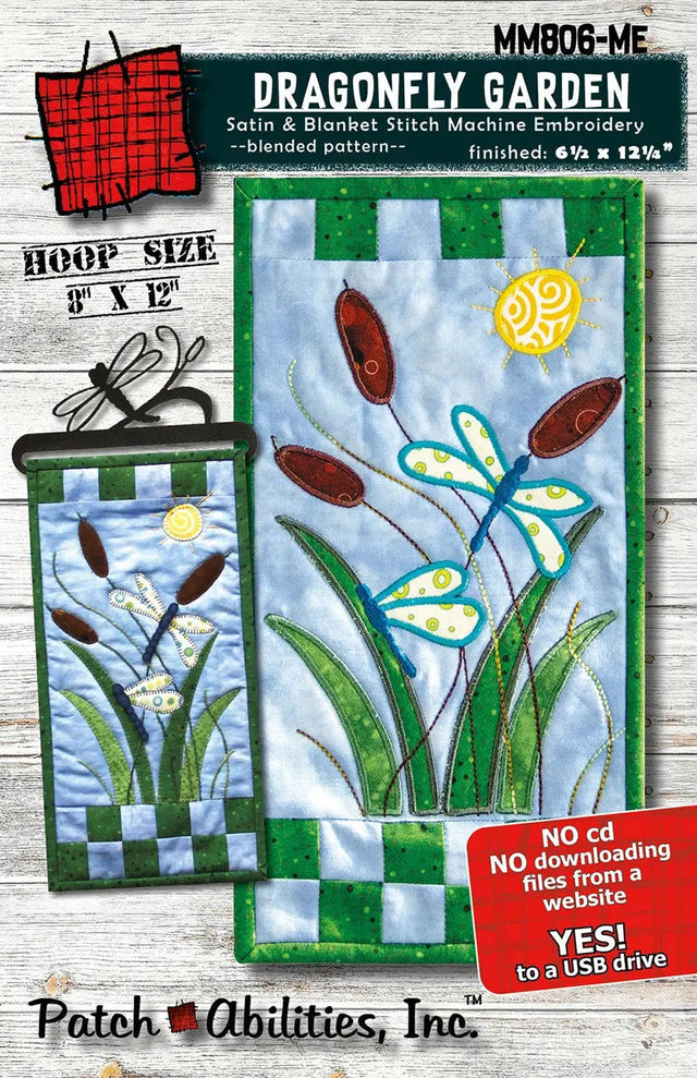 Machine Embroidery Pattern Dragonfly Garden Wall Hanging